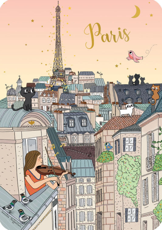 Cartes d'Art - Paris - France - Music - Postcard with foil details