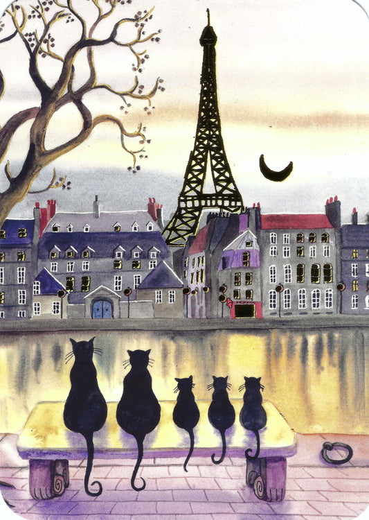Cartes d'Art - Paris - Cats - Eiffel Tower - France - Postcard