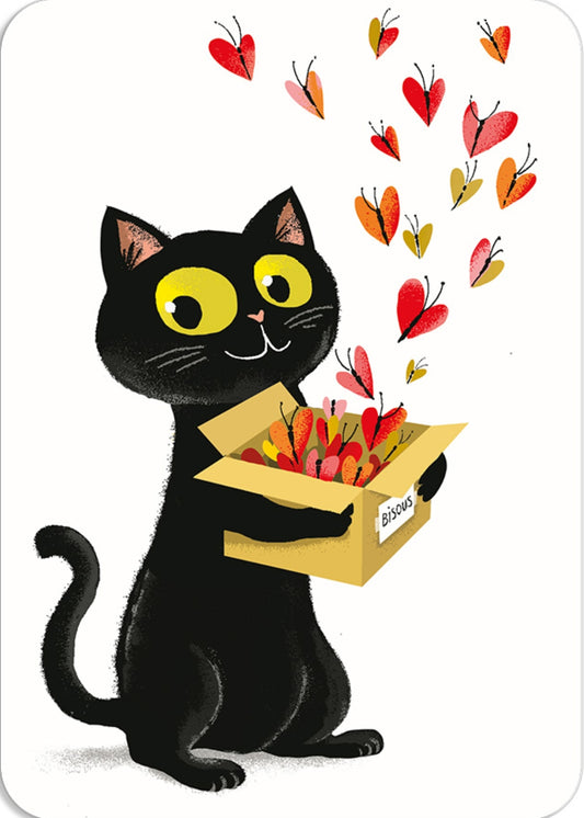 Black Cat Postcard by Cartes d'Art with foil details