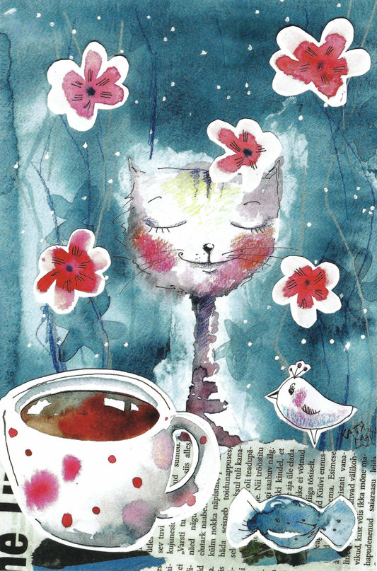Cat Postcard - Breakfast at Tiffanys - Postcardsee