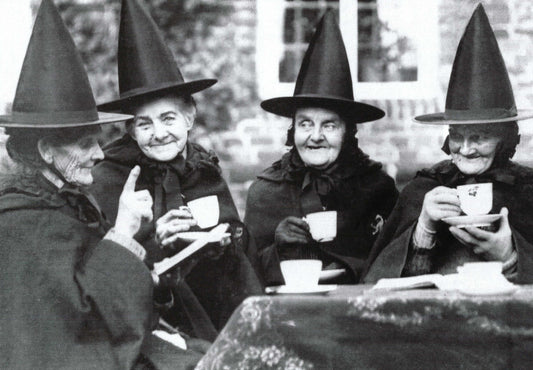 Witch Postcard - Witches - Tea - Black and White - B&W Photo - by Catch Publishing