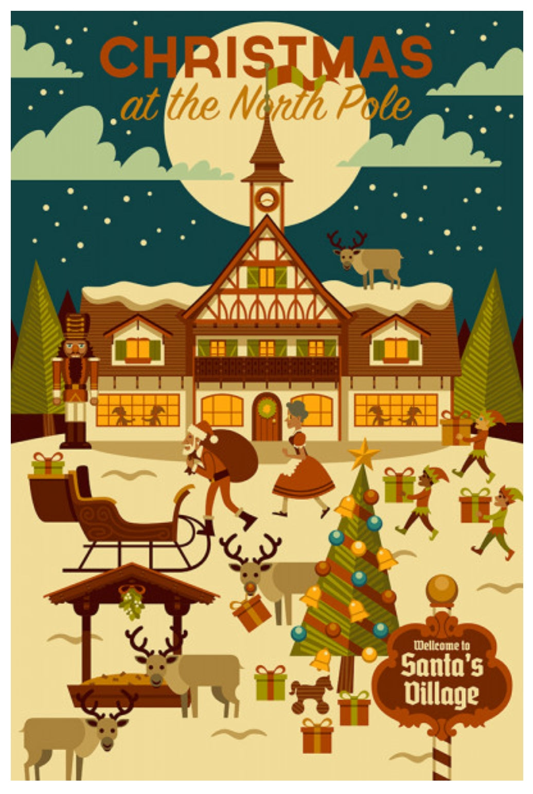 Christmas at the North Pole Postcard by Lantern Press