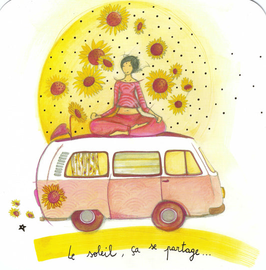 Correspondances - Le Soleil - The Sun - Campervan - Sunflowers - Anne-Sophie Rutsaert - Postcard