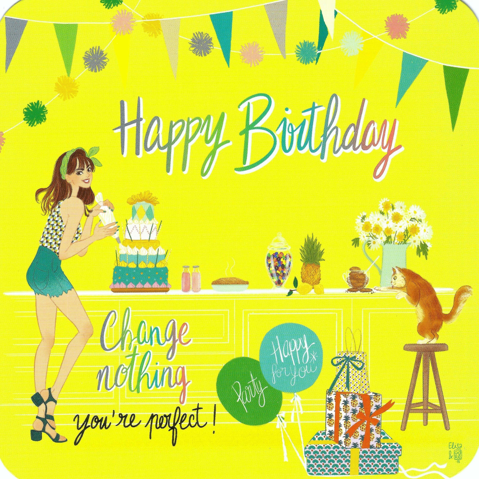 Happy Birthday Postcard by Audrey Bussi with foil details - Correspondances