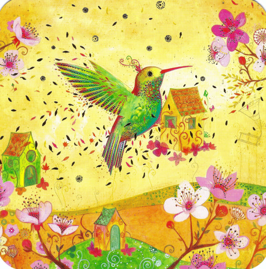 Correspondances -Jehanne Weyman - Hummingbird - Flowers - Postcard