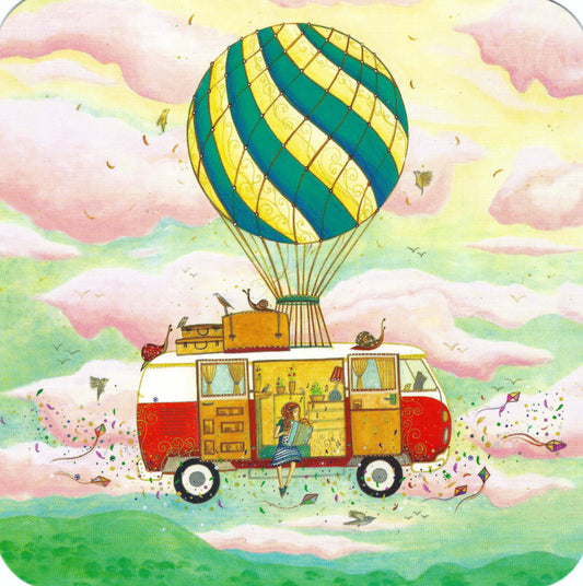 Correspondances -Jehanne Weyman - Journey Through the Air - Camper Van - Balloon - Postcard