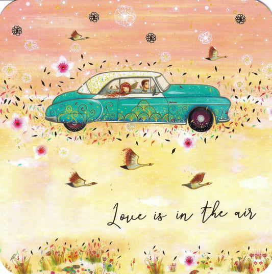 Jehanne Weyman - Love is in the Air - Car - Sky - Birds - Couple - Love - Postcard