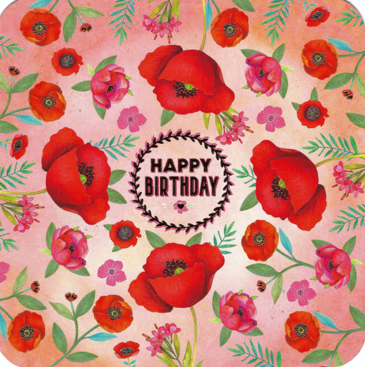 Correspondances - Mila - Happy Birthday - Red Poppies - Postcard