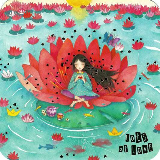 Mila - Heart - Lots of Love - Pond - Lily -Lotus -Fish - Postcard with foil details