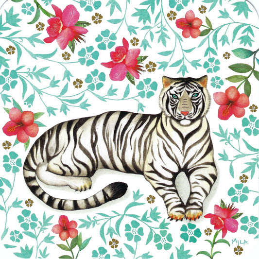 Correspondances - Mila - The White Tiger - Flowers - Postcard