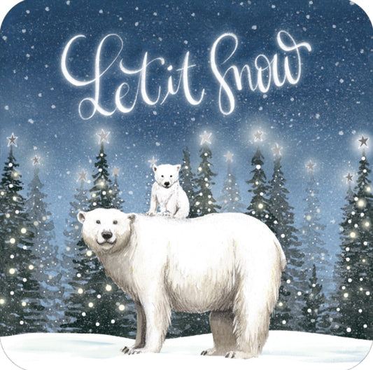 Correspondances - Rosie Hilyer - Let it Snow - Polar Bears - Postcard with foil details