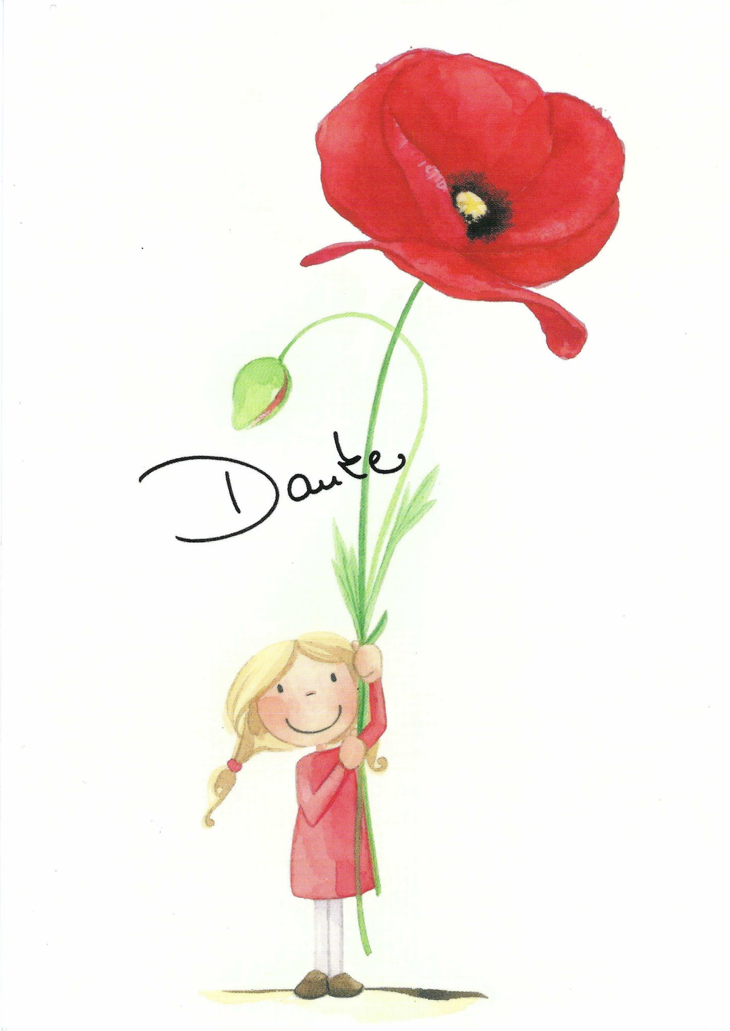 Das Altstadthaus - Juliane Zinnemann - Girl - Poppy Flower - Danke - Thank You - Postcard