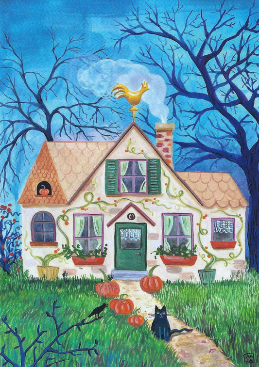 Halloween Postcard - Das Brooklyn - Pumpkins - Cat - Postcrossing Postcard