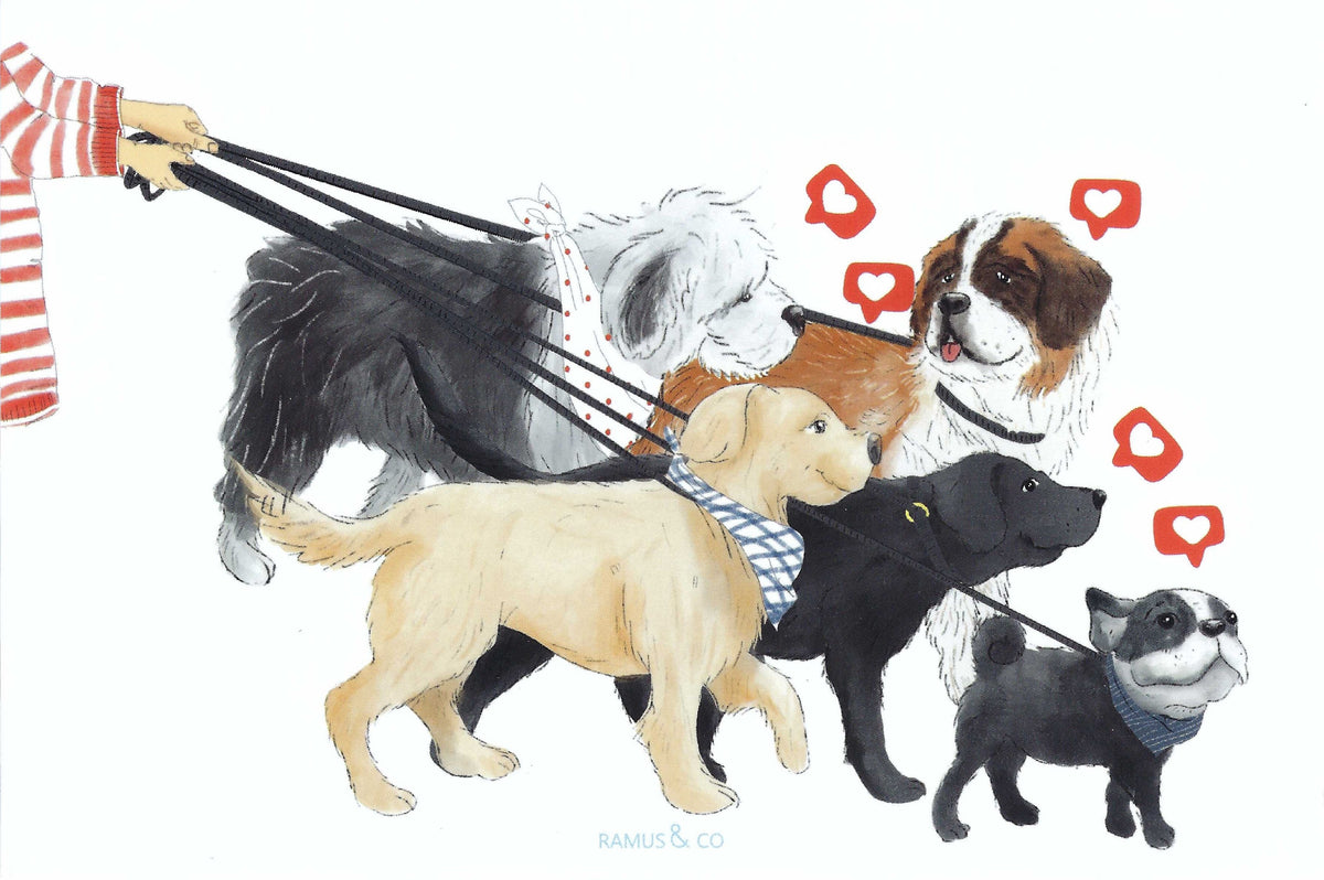 Likes - Dog Walking Postcard by Ramus & Company