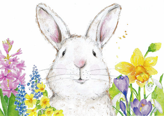 Edition Gollong - Carola Pabst - Bunny with Spring Blossoms - Postcard