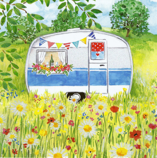 Edition Gollong - Camper - Meadow - Flowers - Wine - Postcard