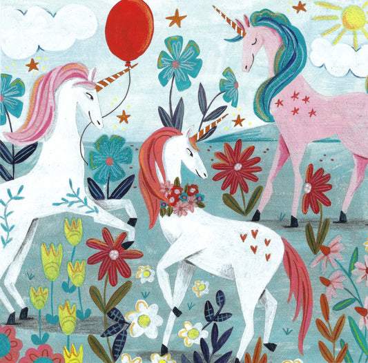 Edition Gollong - Caroline Bonne Müller - Unicorn - Flowers - Balloon - Postcard