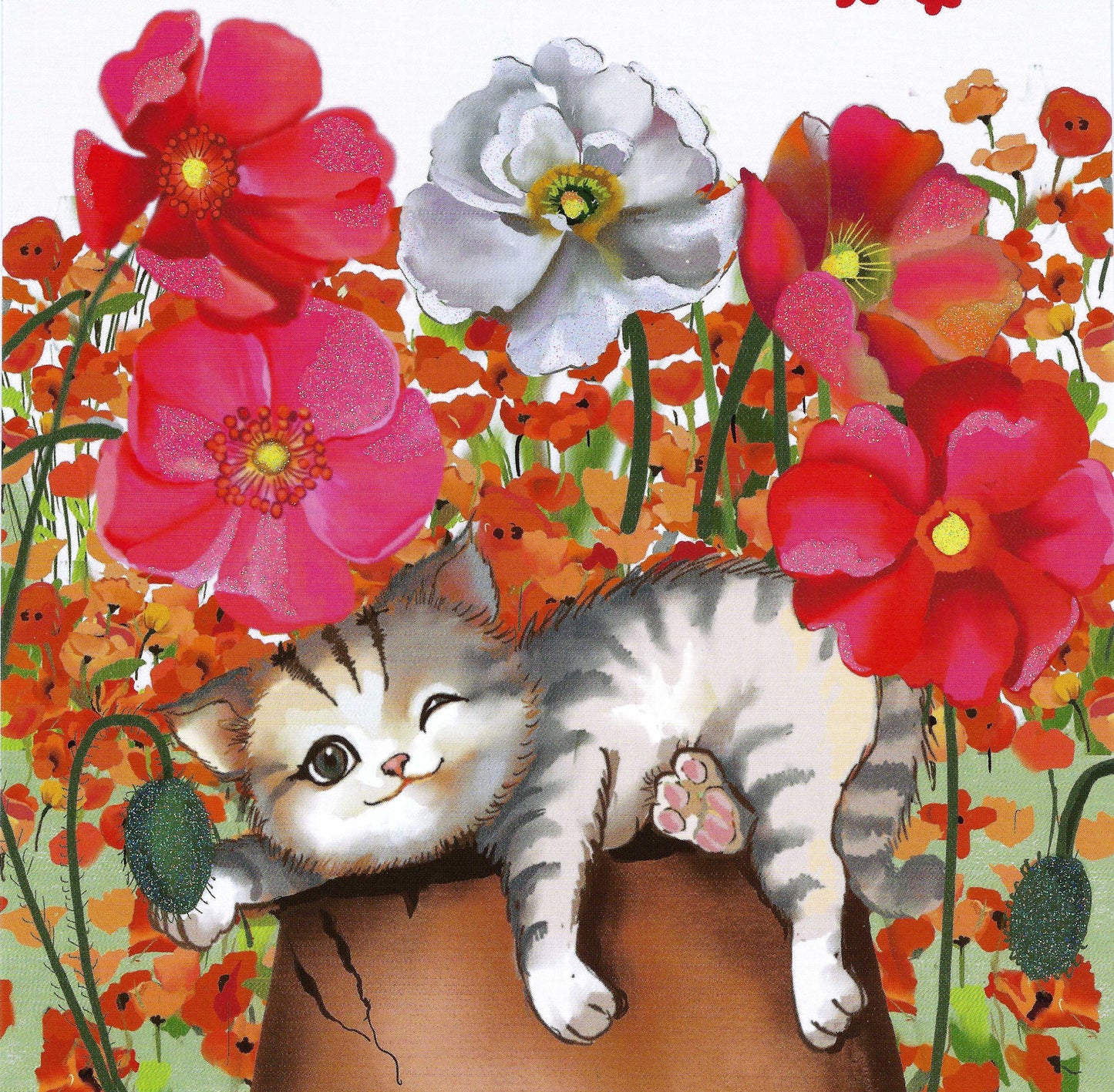 Edition Gollong - Sabina Comizzi - Cat - Kitten - Flowers - Postcard
