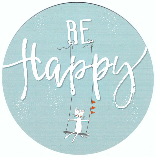 Edition Gollong - Cat - Swing - Be Happy - Round Postcard