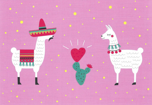 Edition Gollong - Katrin Lorenz - Llamas - Cactus - Heart - Postcard