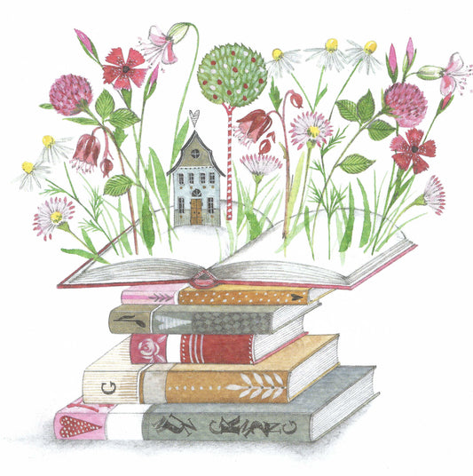 Edition Gollong - Books and Flowers - Postcard