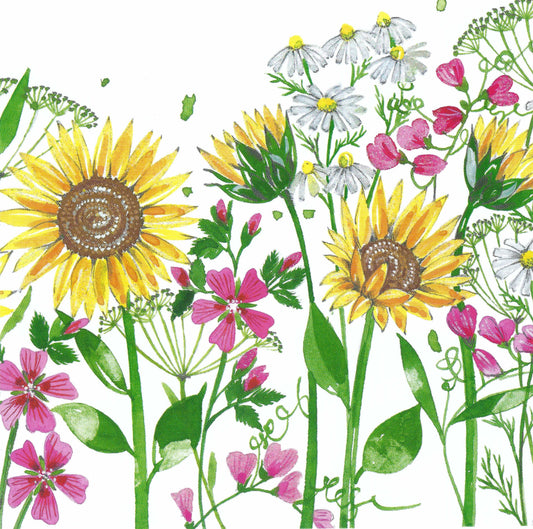 Edition Gollong - Kerstin Heß - Sunflowers - Postcard with glitter details