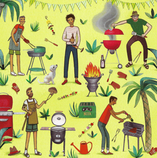 Edition Gollong - Mila Marquis - Men Grilling - Cookout - BBQ - Postcard
