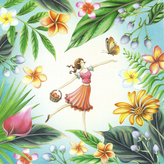 Edition Gollong - Nina Chen - Woman - Butterfly - Flowers - Postcard