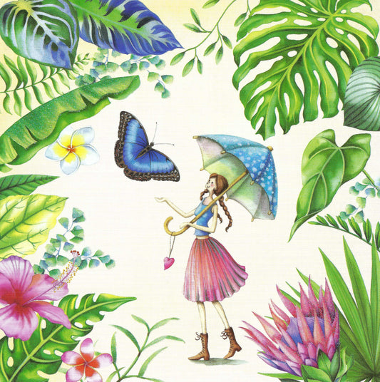 Edition Gollong - Nina Chen - Woman - Butterfly - Flowers - Postcard