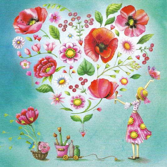 Edition Gollong - Nina Chen - Woman with Heart of Flowers - Postcard