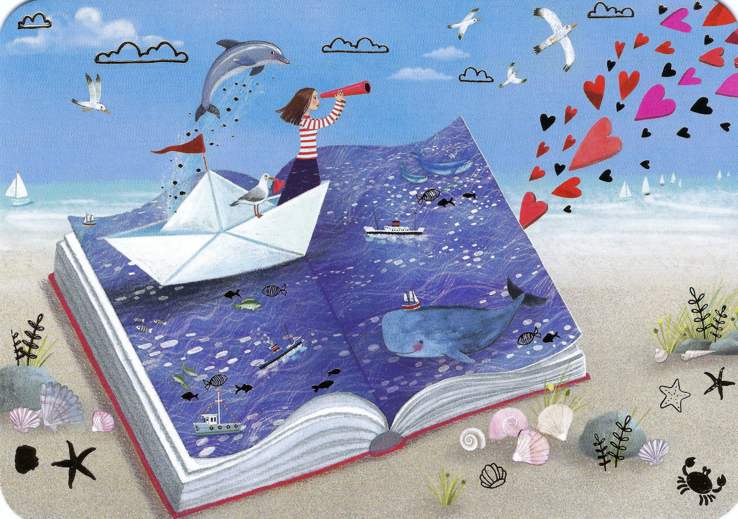 Once Upon a Time - Book Lovers Postcard Pack - Mix of Book-themed Postcards, Stickers & Washi Tape