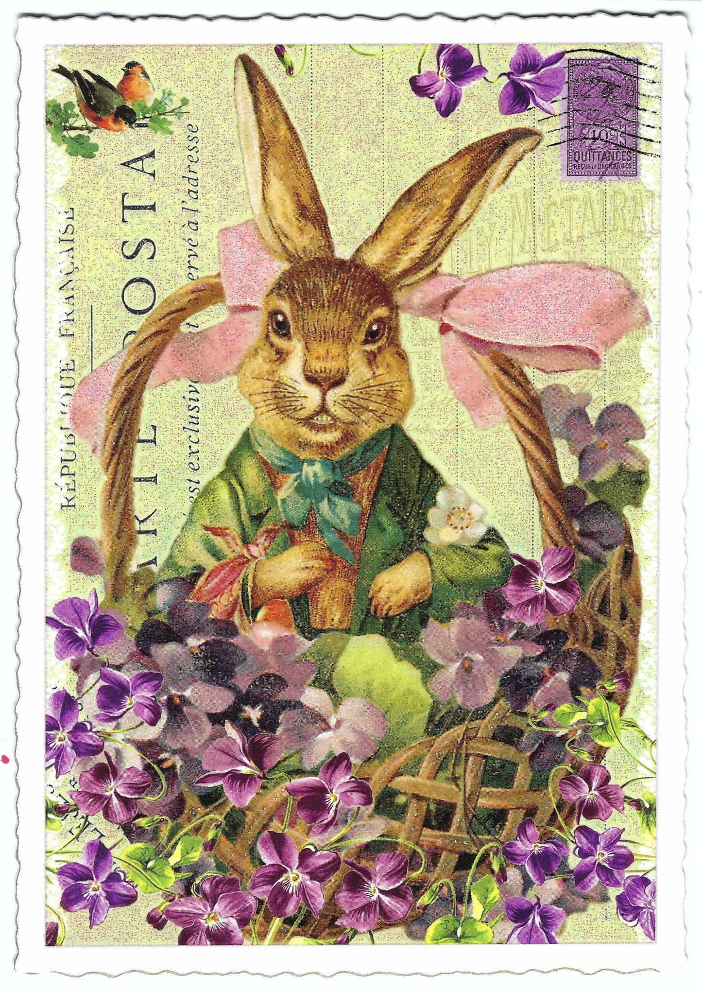 Edition Tausendschön - Bunny with Flower Basket - Easter - Postcard