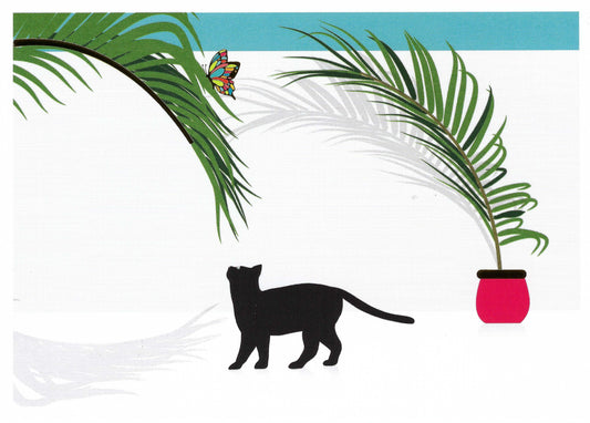 Editor - Art of Emotion - Black Cat - Butterfly - Postcard with foil details