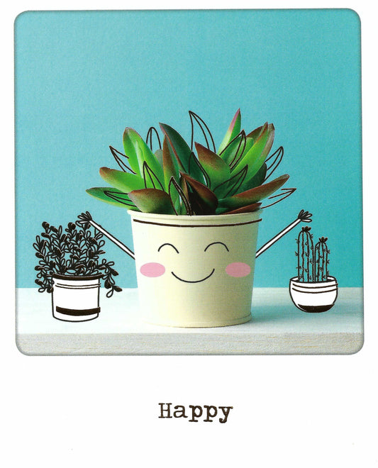 Editor - Art of Emotion - Clik - Happy - Plants - Cactus - Smile - Postcard with foil details