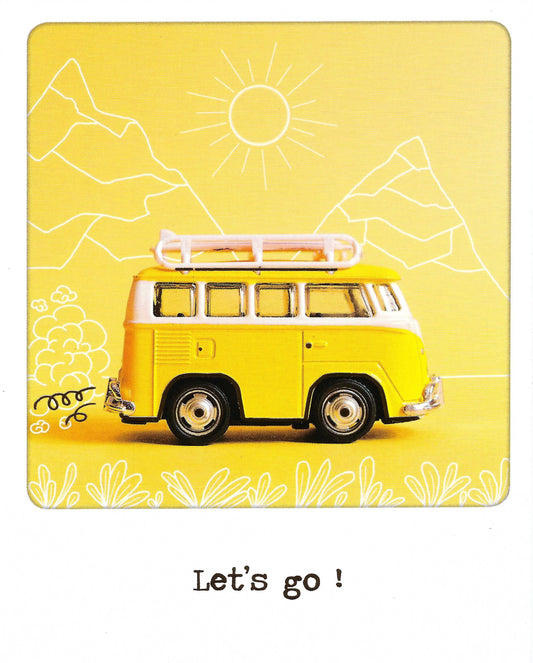 Editor - Art of Emotion - Clik - Let's Go - VW Van - Road Trip - Mountains - Postcard with foil details