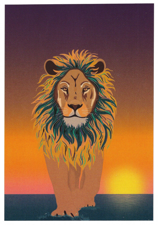 Editor - Art of Emotion - Lion - Sunset - Postcard with foil details