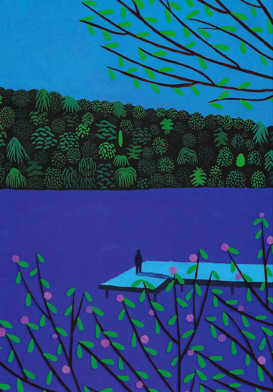 Editor - Art of Emotion - Lake - Nature - Night - Postcard with varnish details
