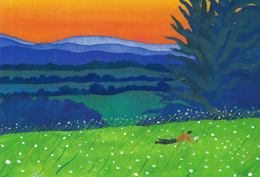 Editor - Art of Emotion - Fields of Stillness - Nature - Sunset - Mountains - Postcard with varnish details
