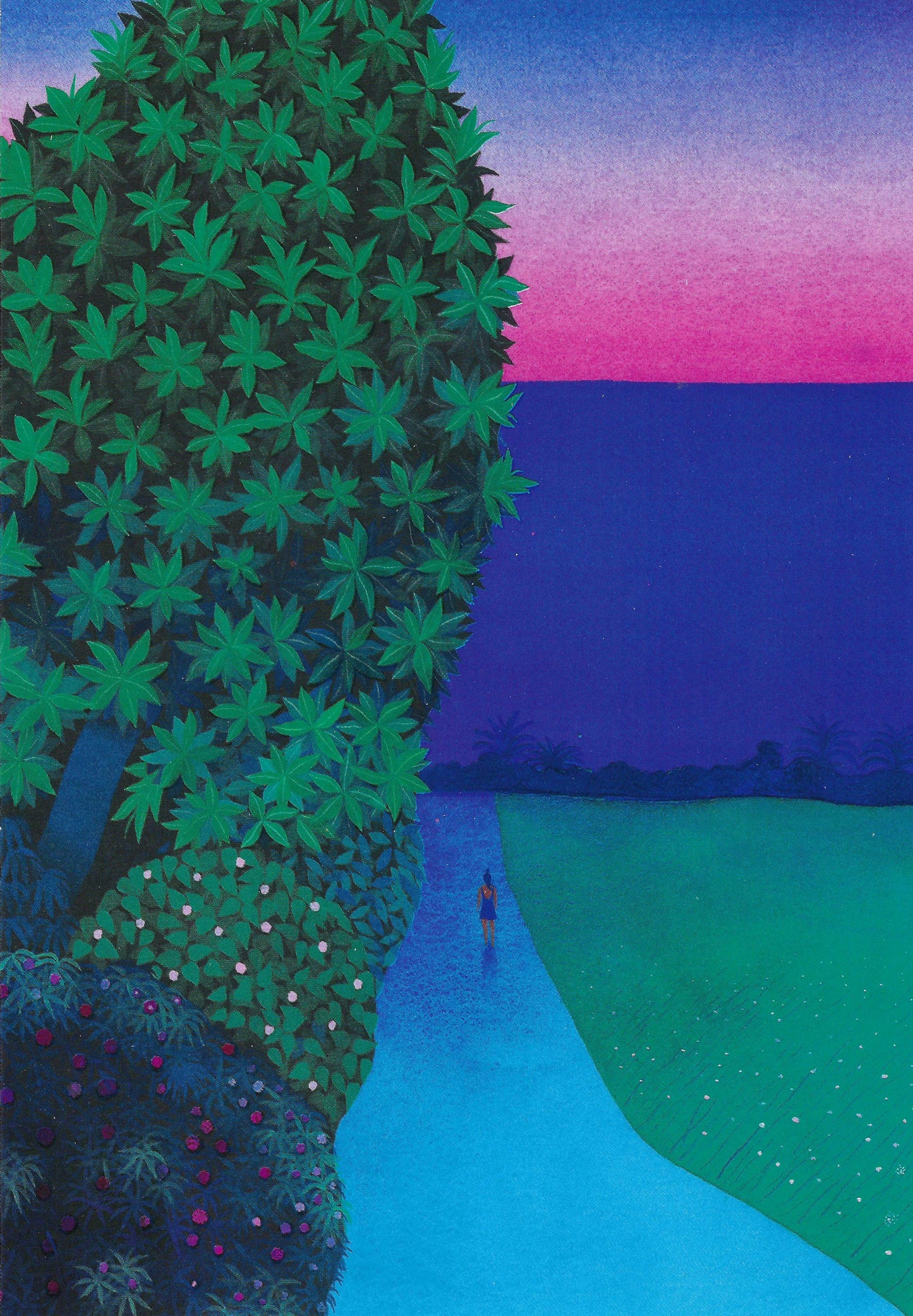 Editor - Art of Emotion - Peaceful Escape - Nature - Woman Walking - Postcard with varnish details