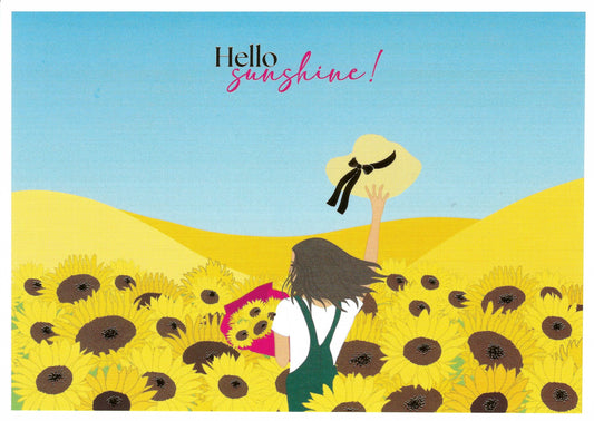Editor - Art of Emotion - Sunflowers - Sunflower Field - Hello Sunshine - Postcard with foil details