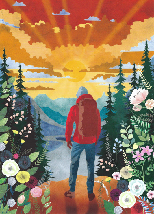 Editor - Art of Emotion - Hiking - Mountains - Nature - Flowers - Sunshine - Postcard