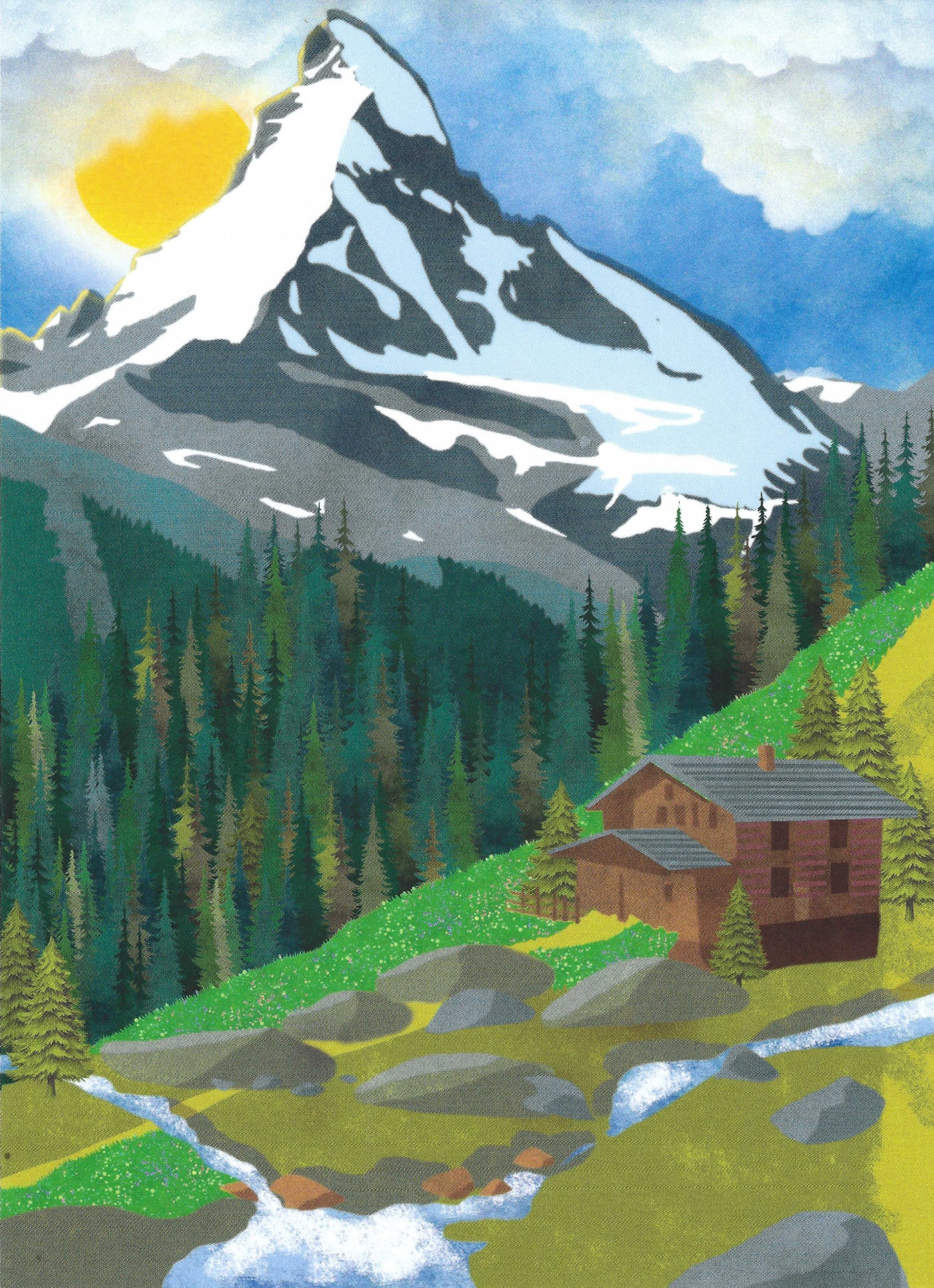 Editor - Art of Emotion - Mountains - Snow - Cabin - Postcard