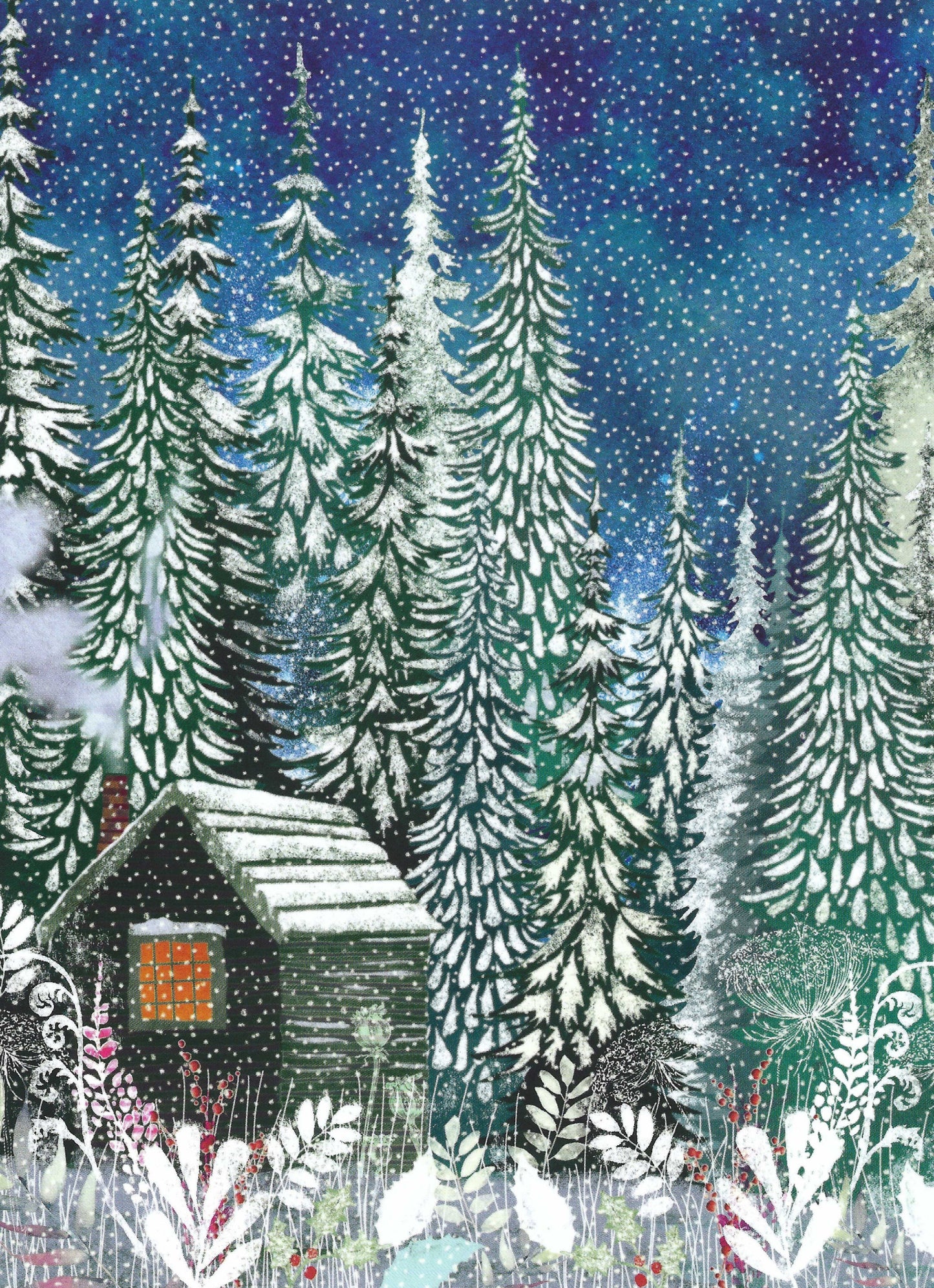 Editor - Art of Emotion - Snow - Cabin - Trees - Woods - Nature - Postcard