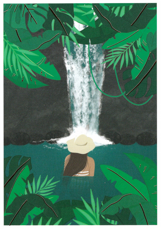 Editor - Art of Emotion - Waterfall - Woman - Wander into Wonder - Postcard with foil details