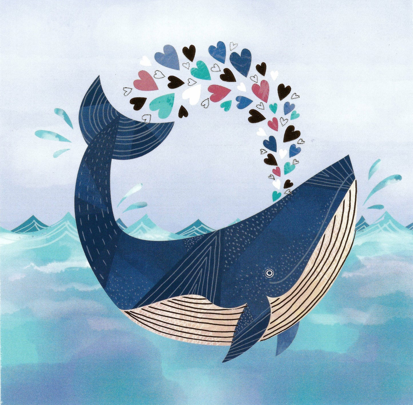 Editor - Whale - Hearts - Postcard with foil details