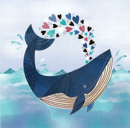 Editor - Whale - Hearts - Postcard with foil details