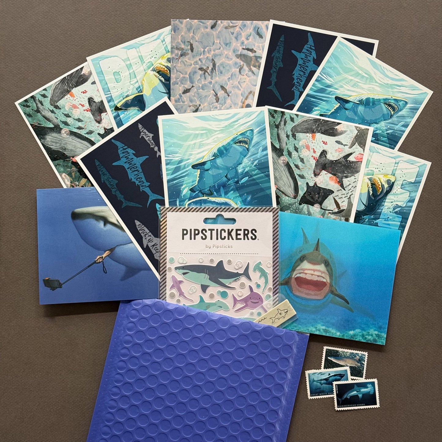 Shark Postal Pack – Postcards, Stickers & Washi Tape