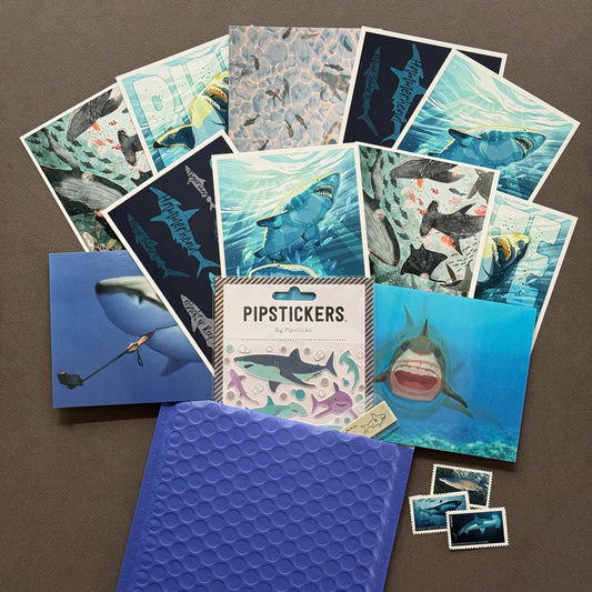 Shark Postal Pack – Postcards, Stickers & Washi Tape