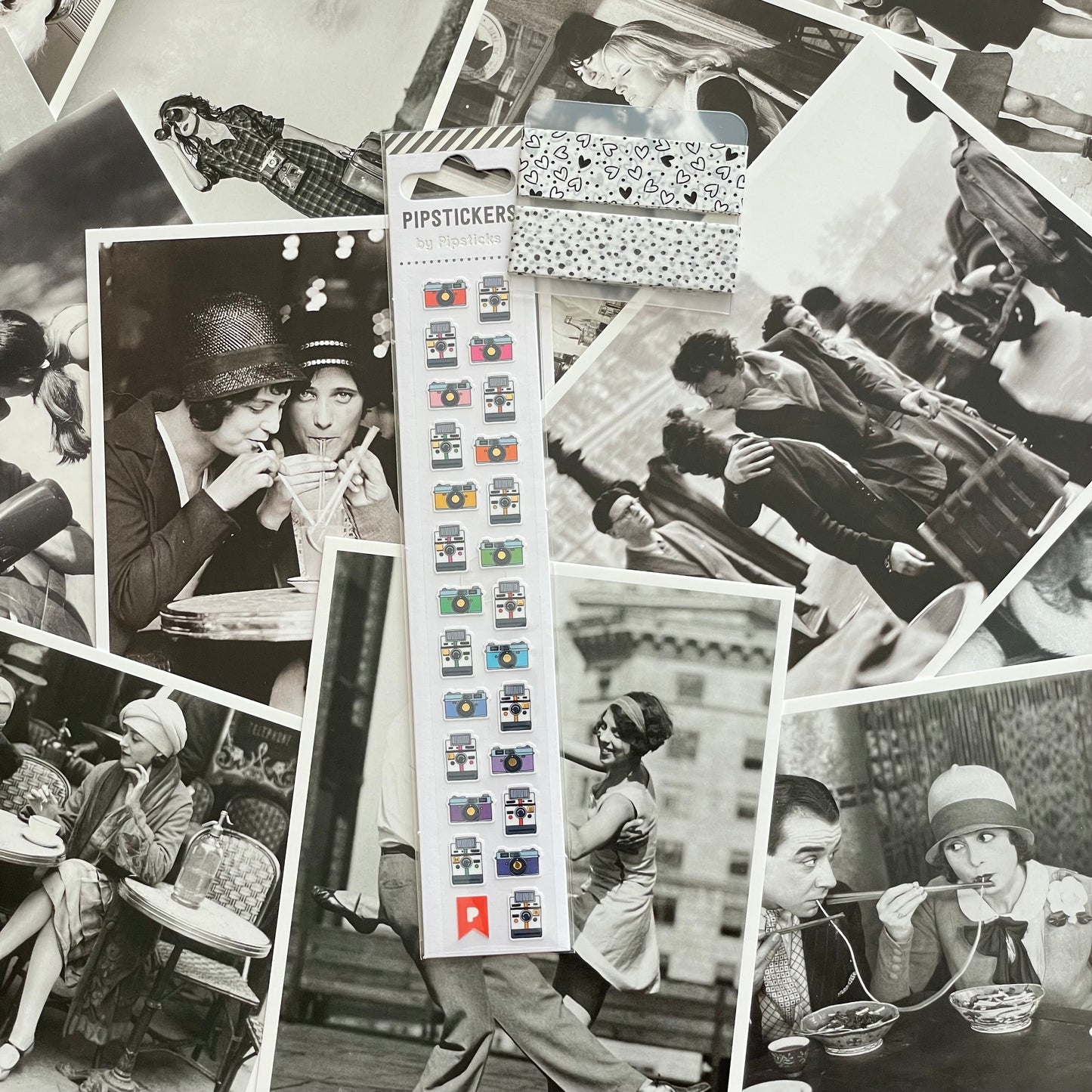 Monochrome Moments – Black and White Postcards, Stickers & Washi Tape