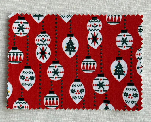 Retro Christmas Ornaments Fabric Postcard